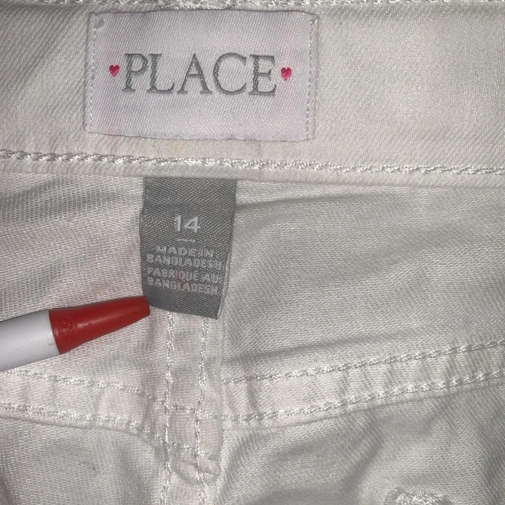 The Children's Place Girl's Jean‎ Shorts 2 Pack Sz 14 Denim White Raw Hem Summer